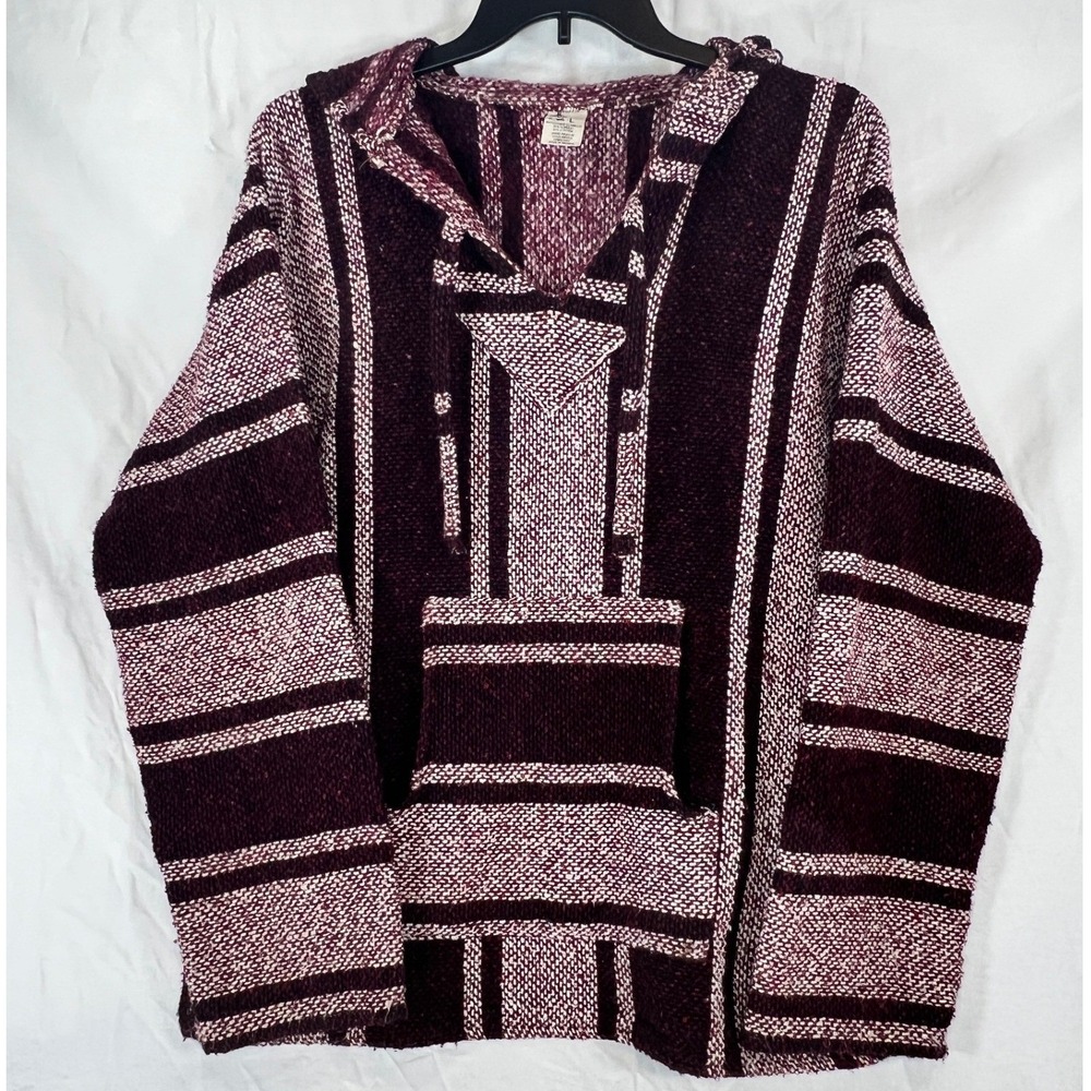 Artesanías Chiapas Baja Hoodie Mexican Poncho‎ Boho Hippie Size L